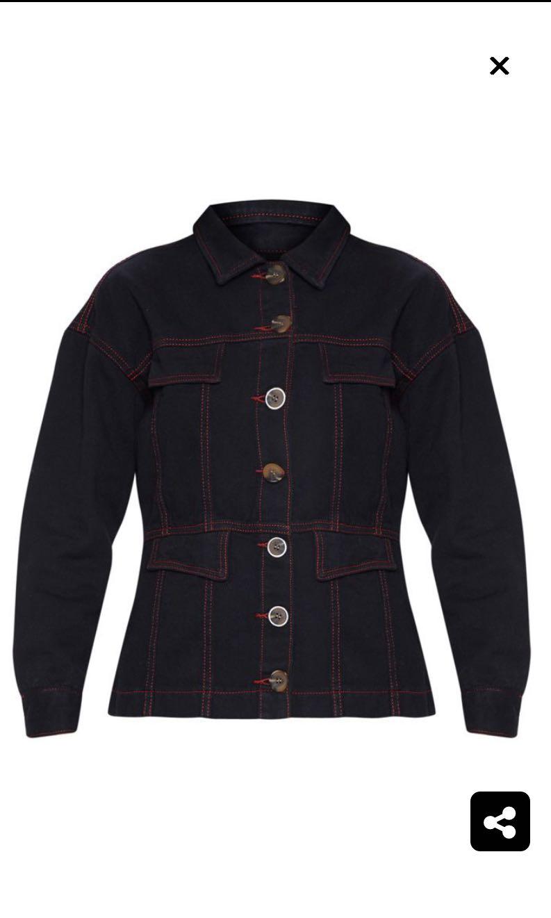 Pretty Little Things Denim Black Jacket, Women's Fashion, Coats