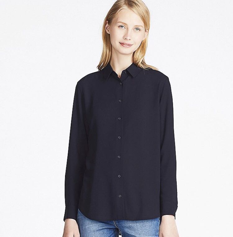 Uniqlo rayon long sleeve blouse store