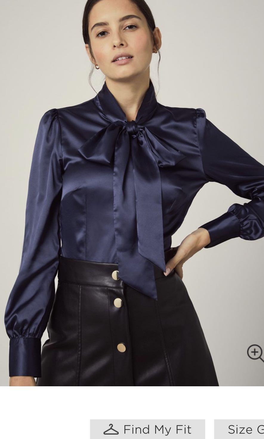 satin navy blouse