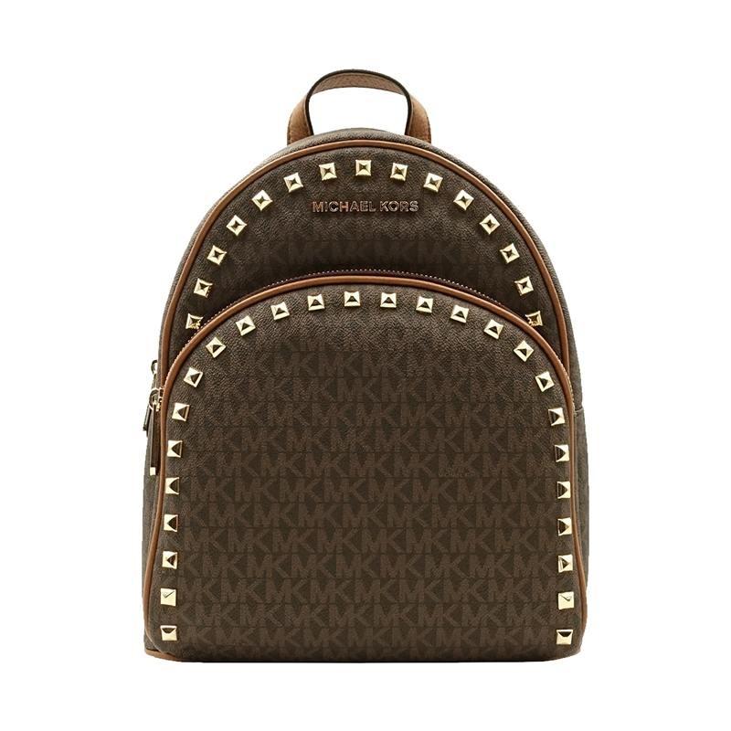 Michael kors abbey medium cheap studded backpack leather black