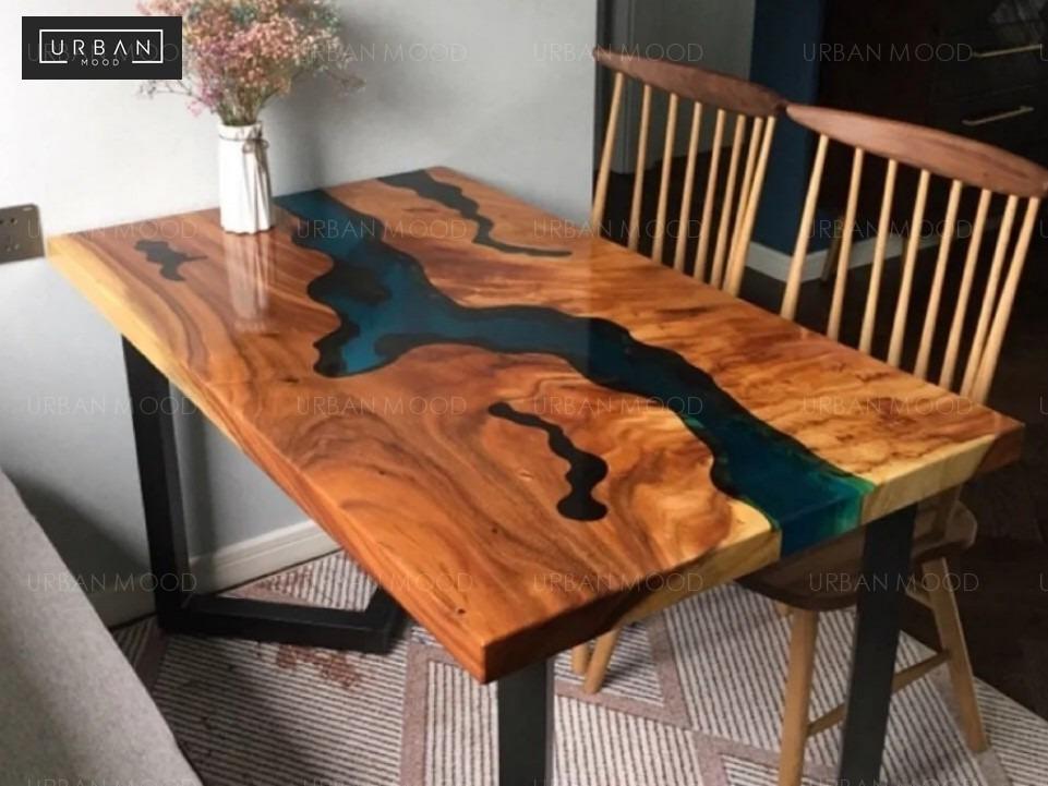Ambross American Walnut Epoxy Resin River Table Furniture Tables