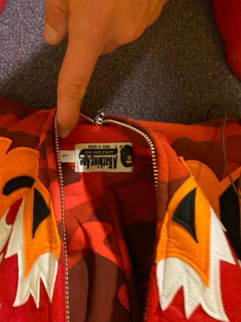Red tiger cheap bape hoodie