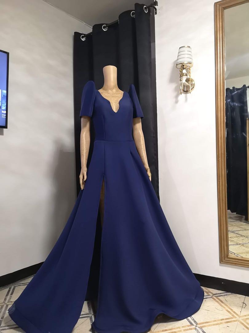 FOR RENT Blue Filipiniana Gown with Slit Women s Fashion