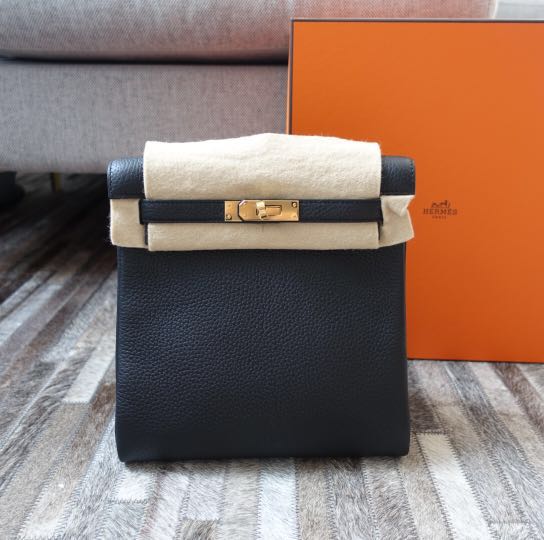 Real 1:1 HERMES Kelly Ado Backpack in Black, Gold, Etoupe  Price: only  $680 - HoooFashion