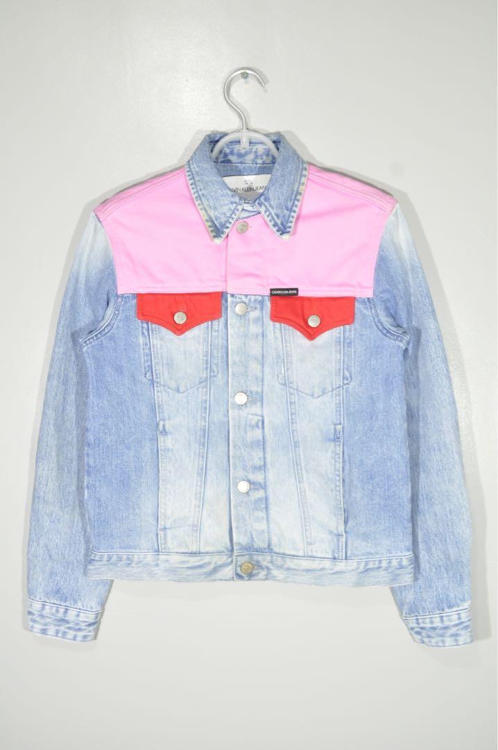 Calvin Klein Jeans Raf Simons Colorblock Denim Jacket Women s Fashion Coats Jackets and