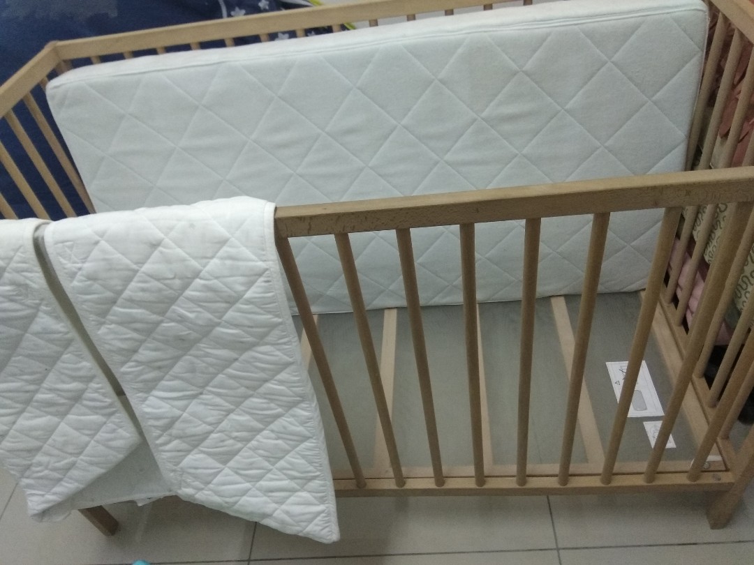 IKEA Singular Baby Cot + IKEA Mattress + FREE IKEA Baby Bumper (USED