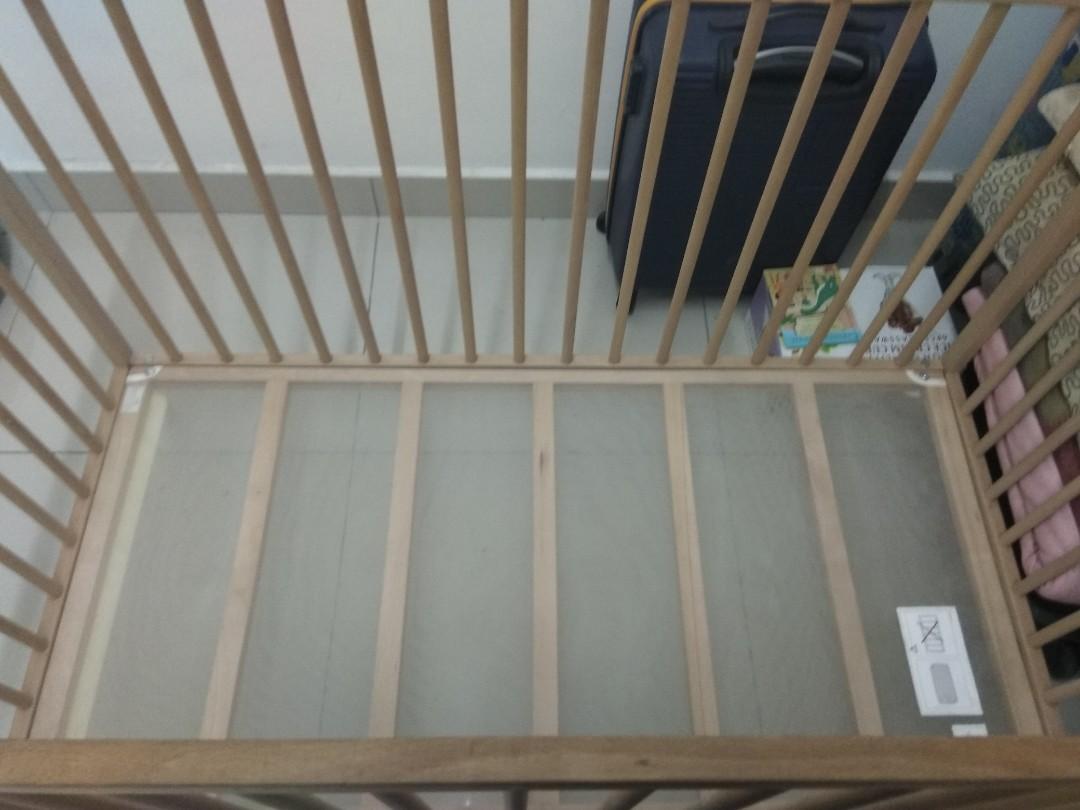 IKEA Singular Baby Cot + IKEA Mattress + FREE IKEA Baby Bumper (USED