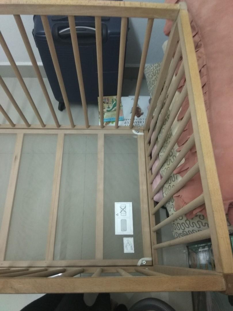 IKEA Singular Baby Cot + IKEA Mattress + FREE IKEA Baby Bumper (USED