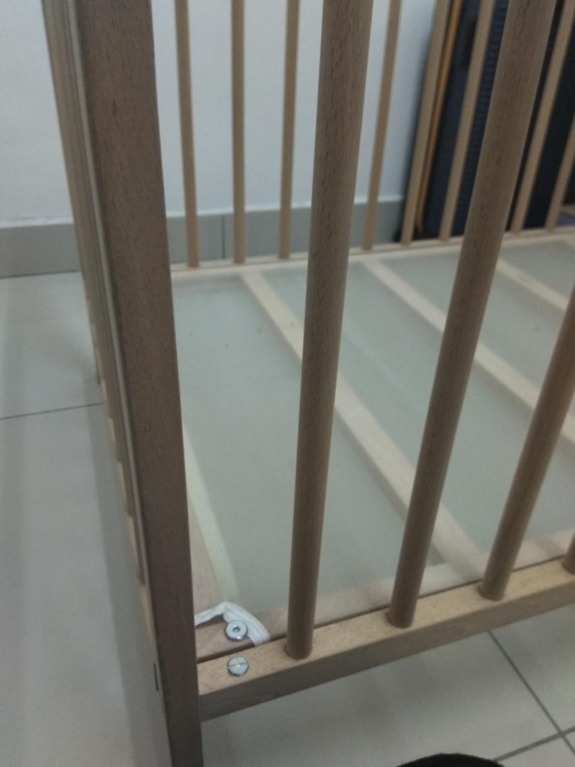 IKEA Singular Baby Cot + IKEA Mattress + FREE IKEA Baby Bumper (USED