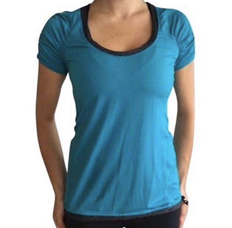 Lululemon scoop neck top (Category: Activewear) located in Quezon City. Submitted by j.declutters (Listing ID 265197001, Image 1). Description: RFS: declutter Good used condition Size 4 Color: teal.