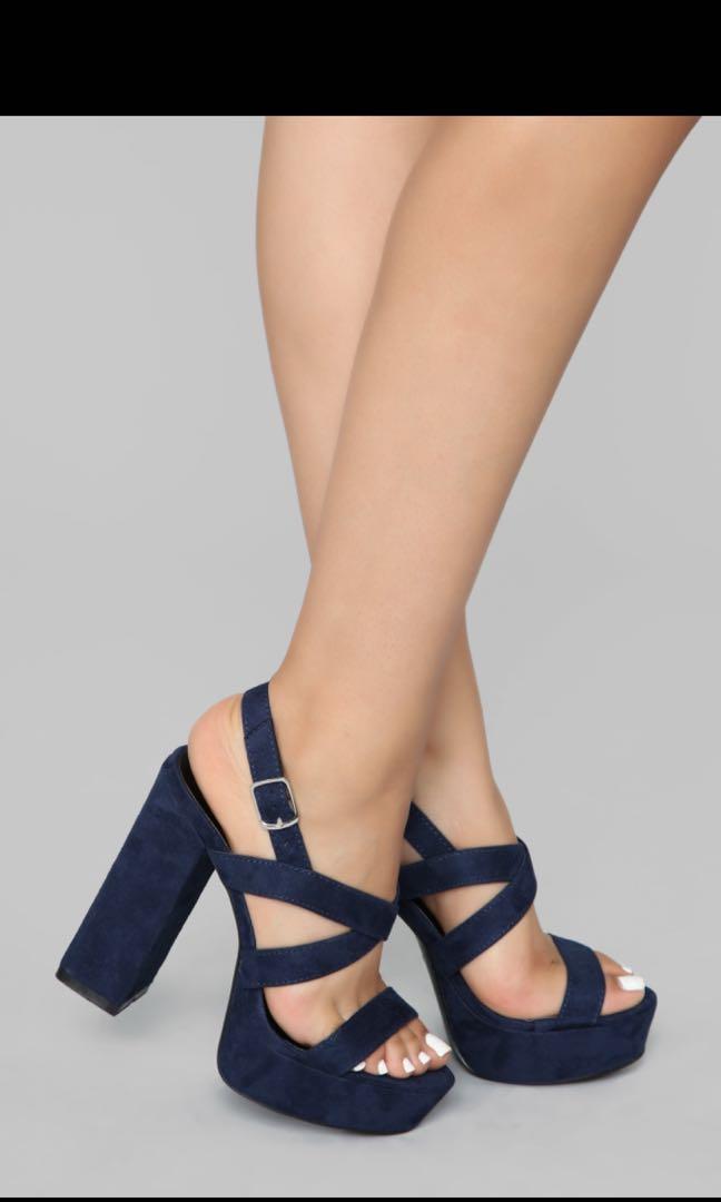 navy block heels closed toe