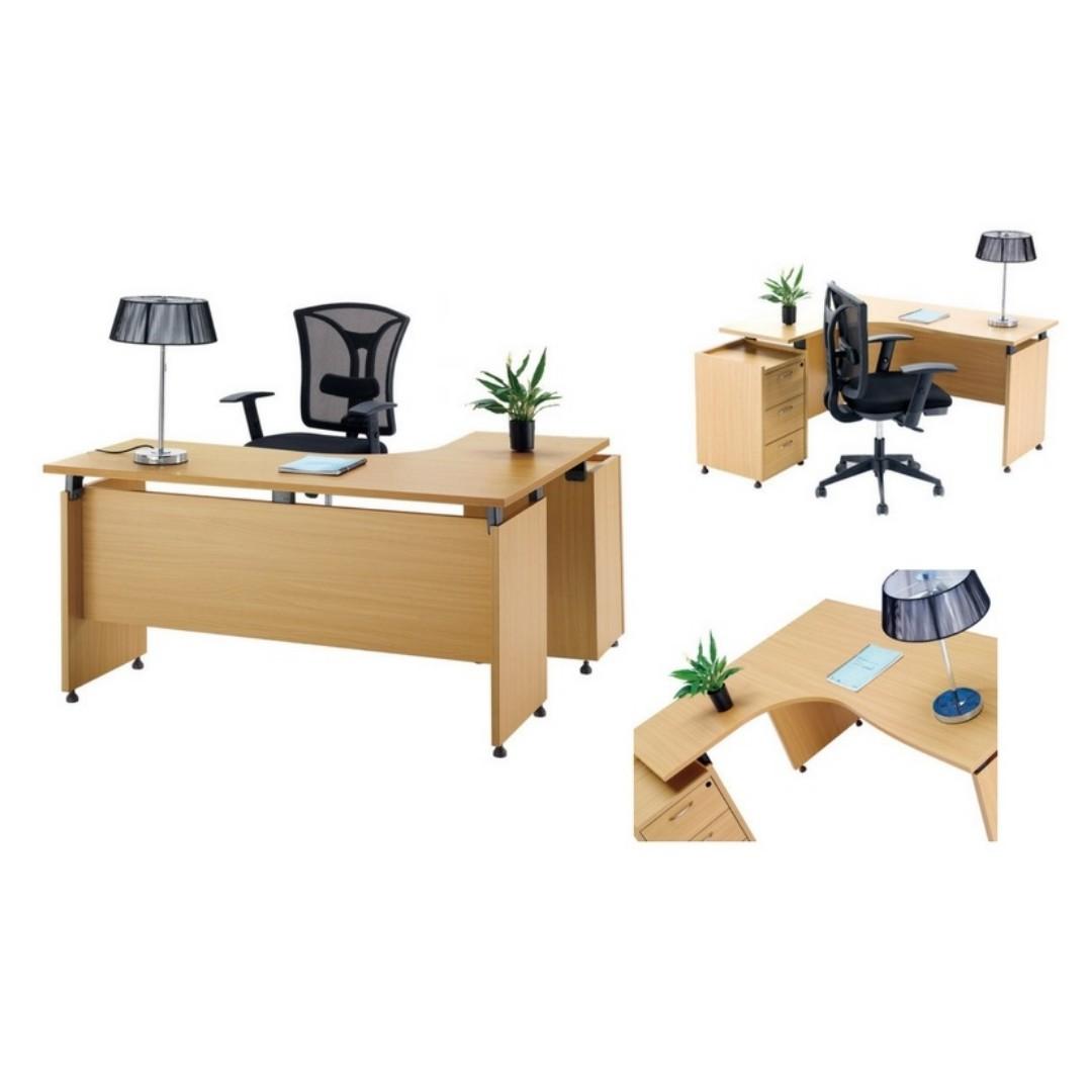 Ergodynamic ODL160BCH MFC L Shaped Office Desk with 3 Drawer Mobile