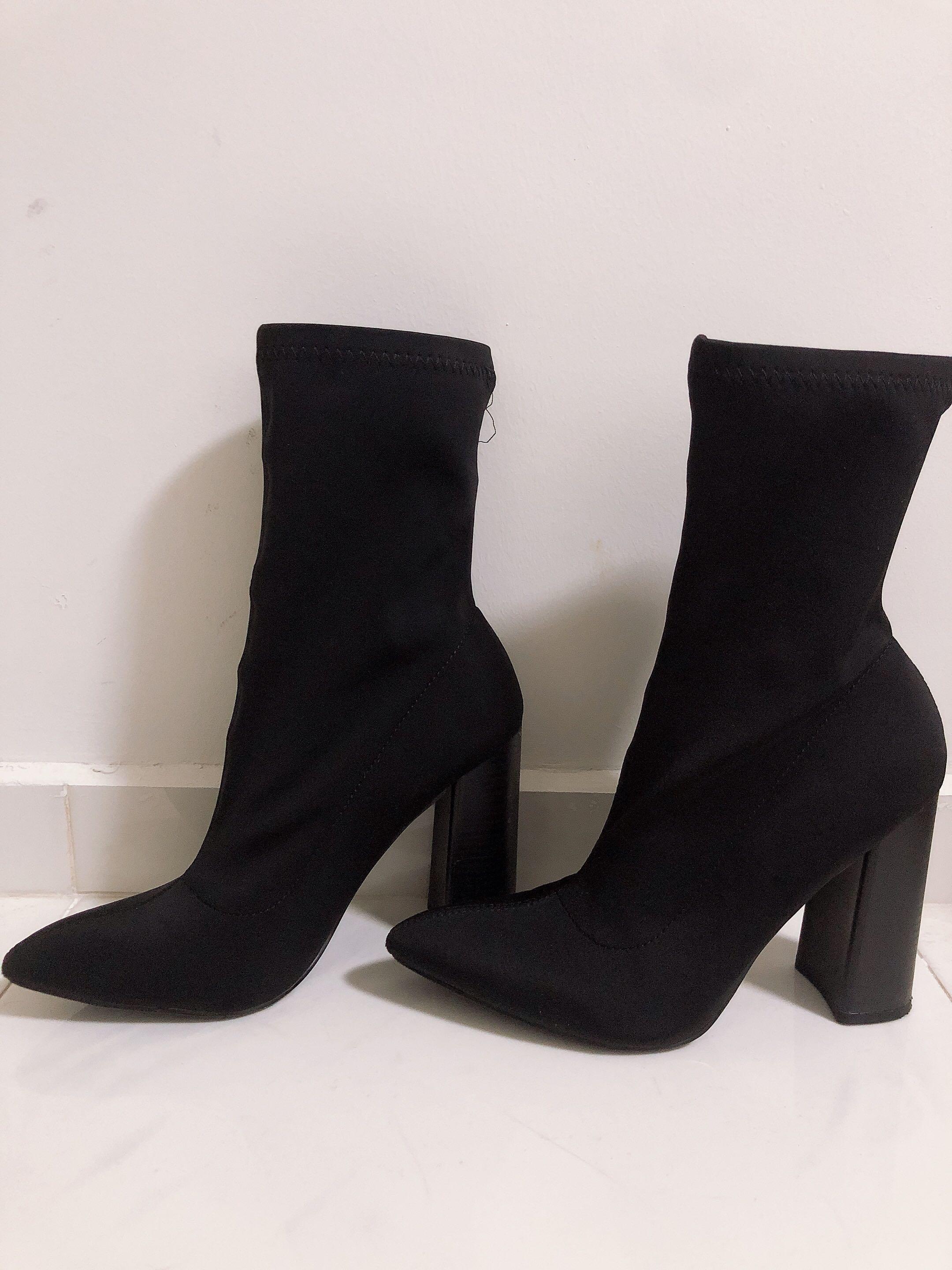 Public desire libby black high heeled outlet sock boots