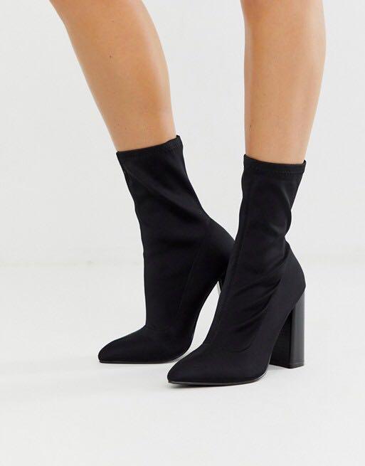 Public desire libby black high discount heeled sock boots