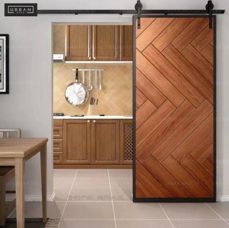 Sadie Modern Industrial Solid Wood Sliding Door Furniture Others On Carousell