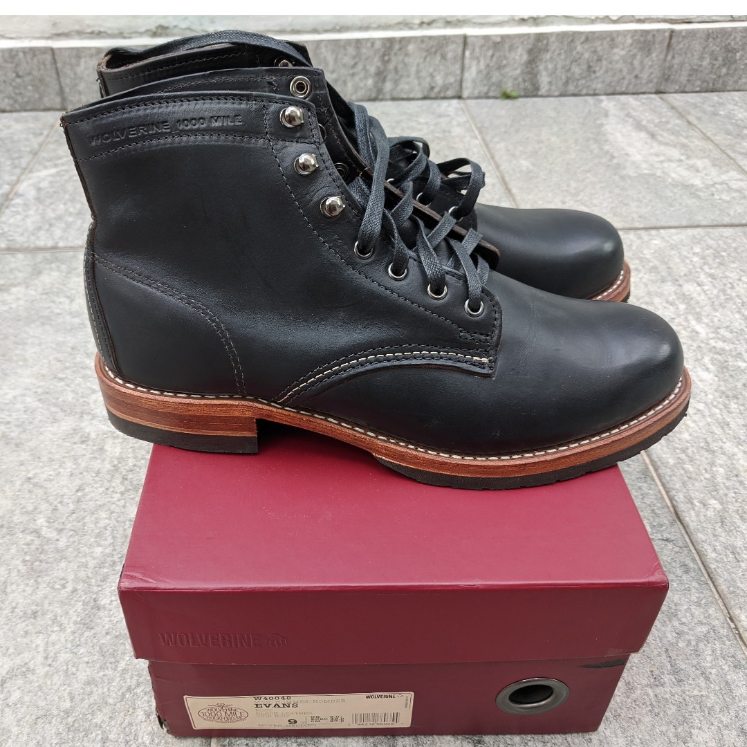 Wolverine 1000 Mile Evans Boots Black, Men's Fashion, Footwear