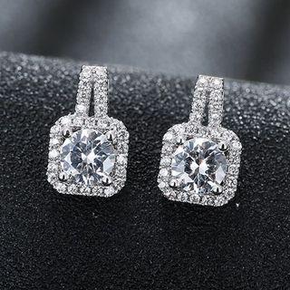 S925 silver elegant square Swarovski element Earrings