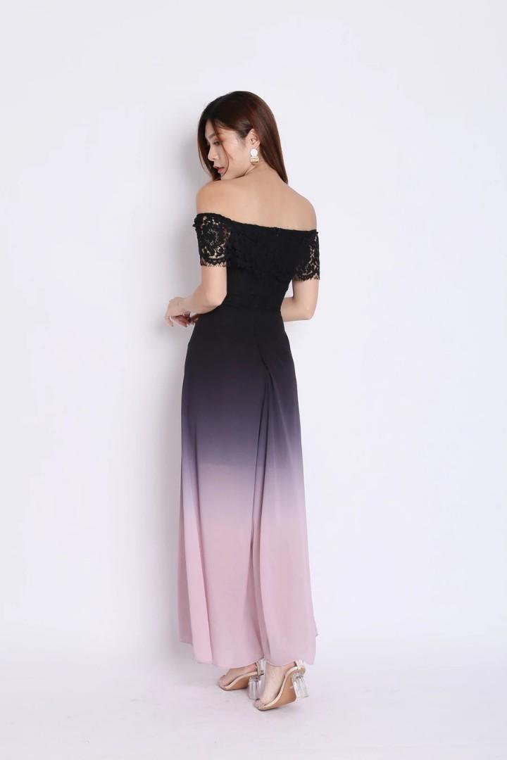 Aimee Lace Ombre Black Pink Maxi Dress Women S Fashion Dresses Sets Dresses On Carousell