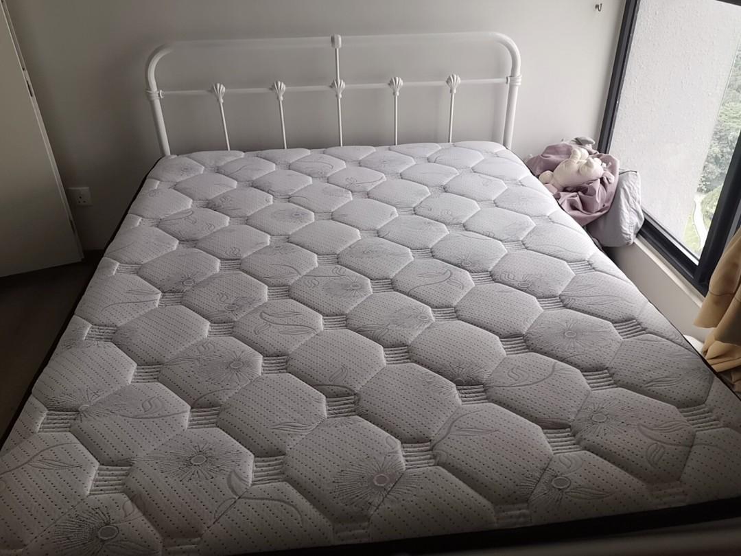 Bed frame + German hilker mattress queen size, Furniture & Home Living