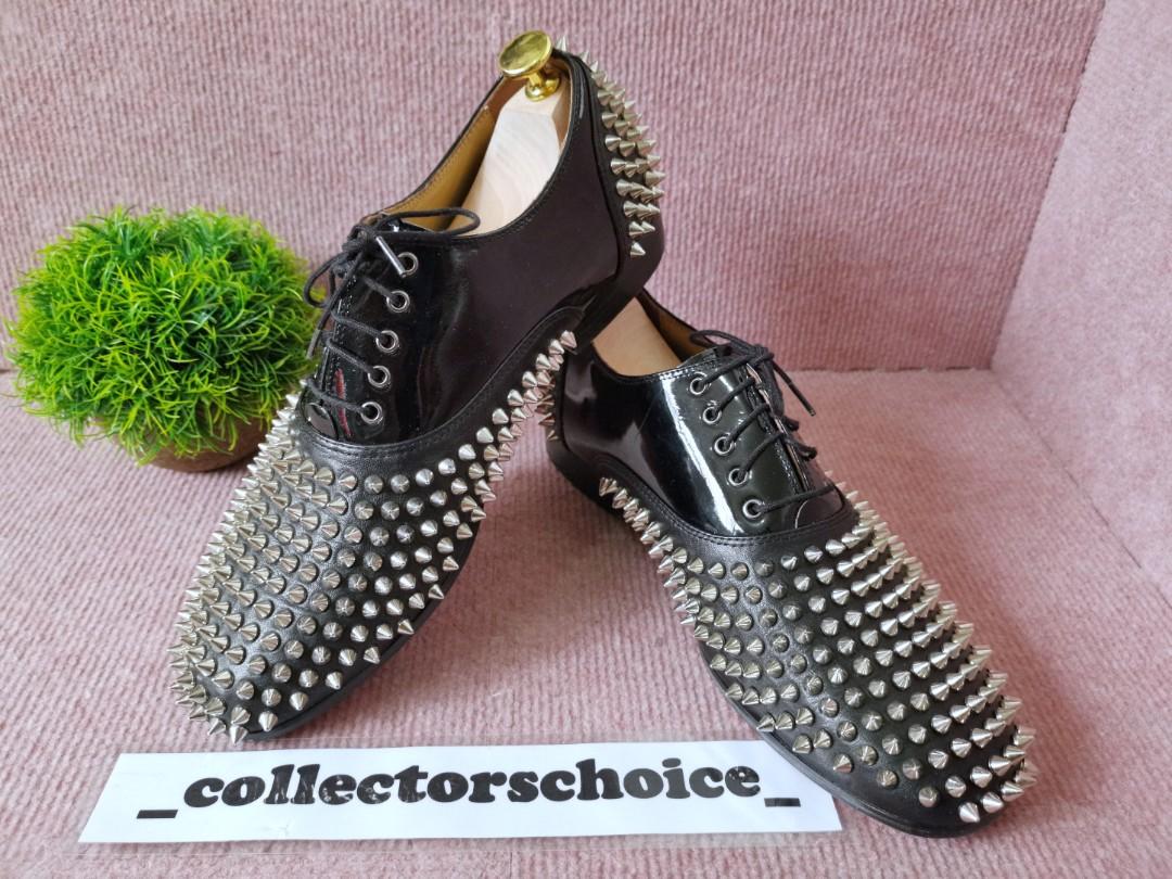 CHRISTIAN LOUBOUTIN Freddy spike embellished leather oxford shoes Men s Fashion Footwear Dress Shoes on Carousell