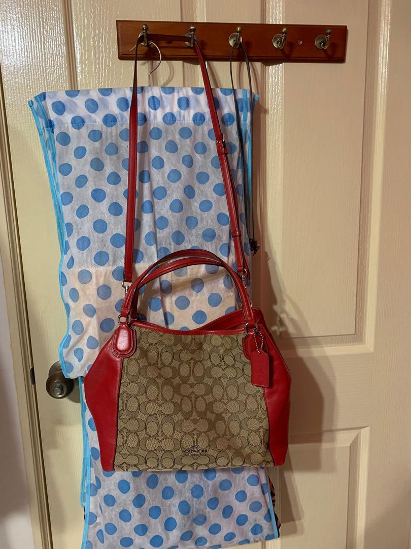 Coach edie shoulder bag 28 in signature jacquard top