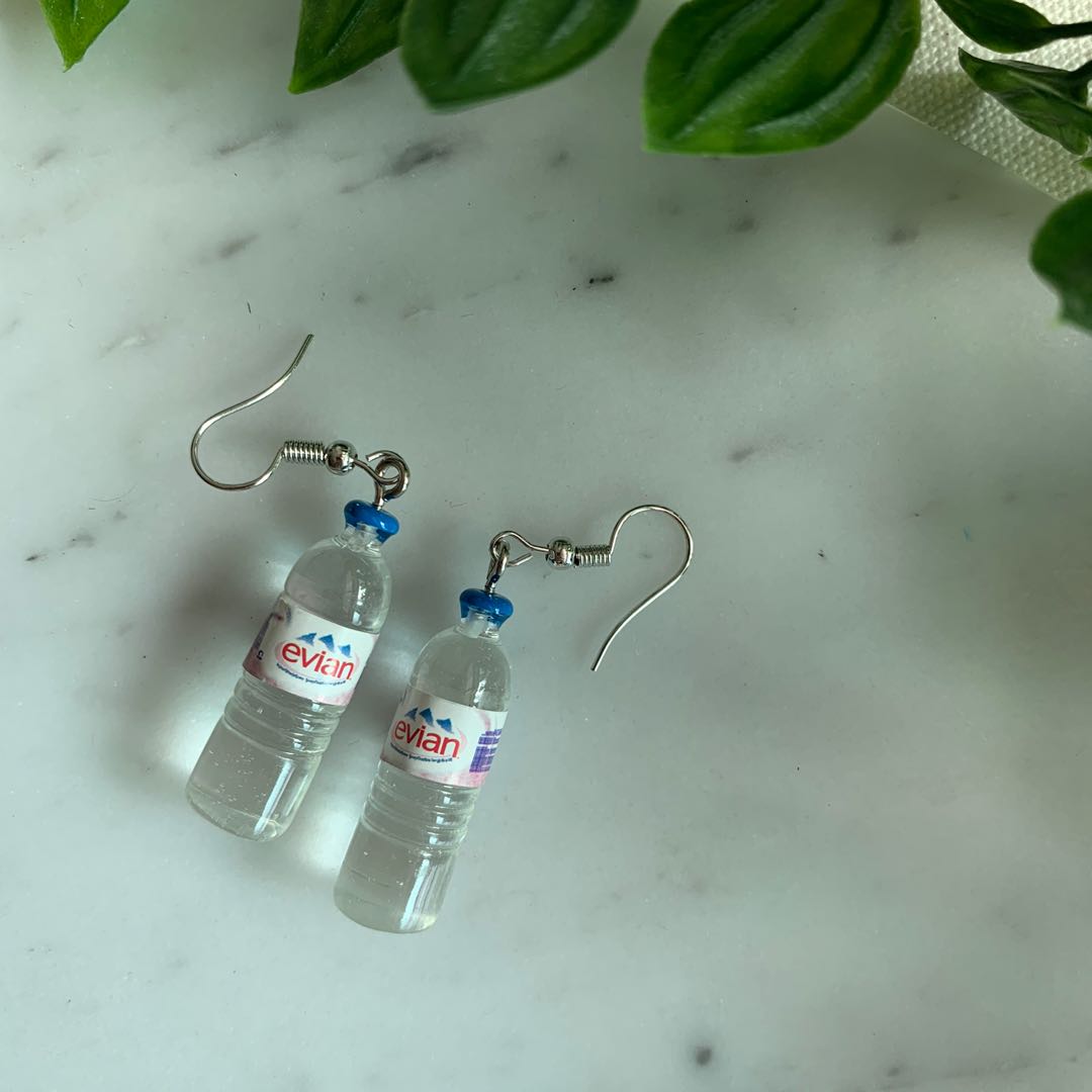 Evian water earrings on sale