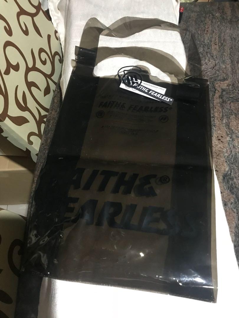 Faith & Fearless Black Bag (Category: Tote Bags) located in Quezon City. Submitted by candor_ (Listing ID 265331214, Image 1). Description: Hong Kong-based designer, Faith & Fearless black translucent bag. Can fit long brown envelopes. .