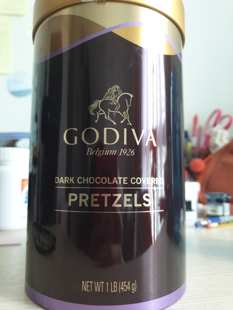 Godiva dark chocolate covered pretzels 454g, Food & Drinks, Packaged