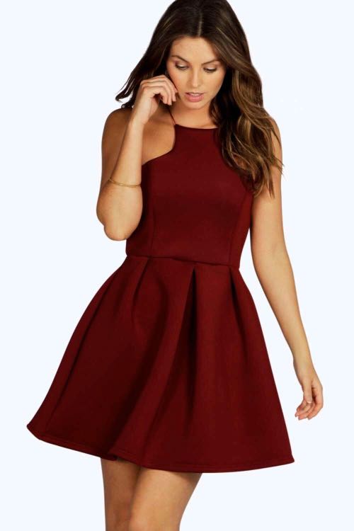 maroon skater dress