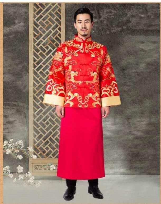 Traditional chinese men's wedding suit hot sale