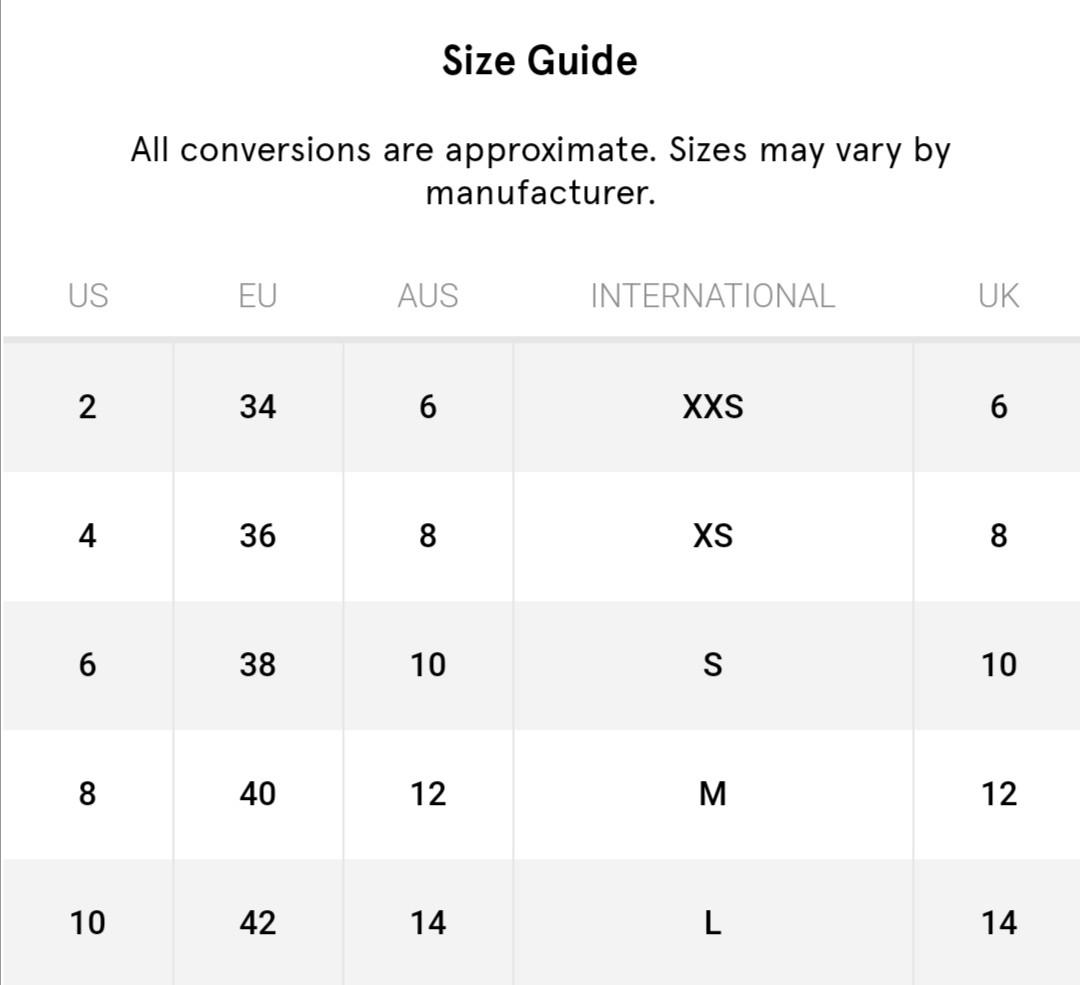 Missguided dress hot sale size chart