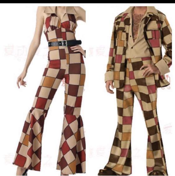 Retro Hippie Saturday Night Fever Grease Costume Male Female