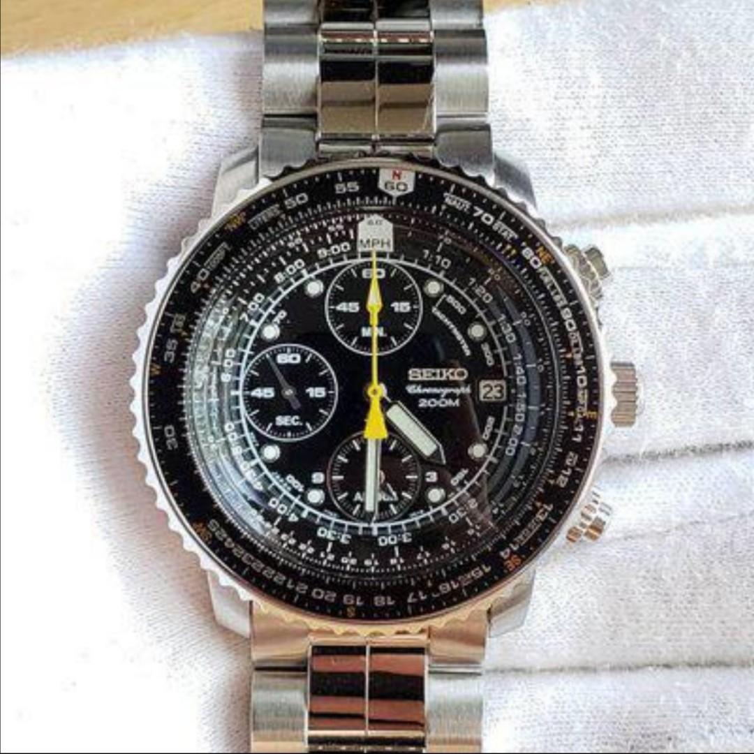 BNIB Seiko SNA411 SNA11P1 SNA411P Pilot's Flight Alarm Chronograph Men's  Watch, Barang Mewah, Jam Tangan di Carousell