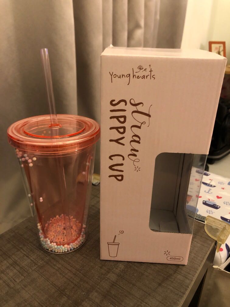 Starbucks inspired cold drink tumbler with straw, Furniture & Home