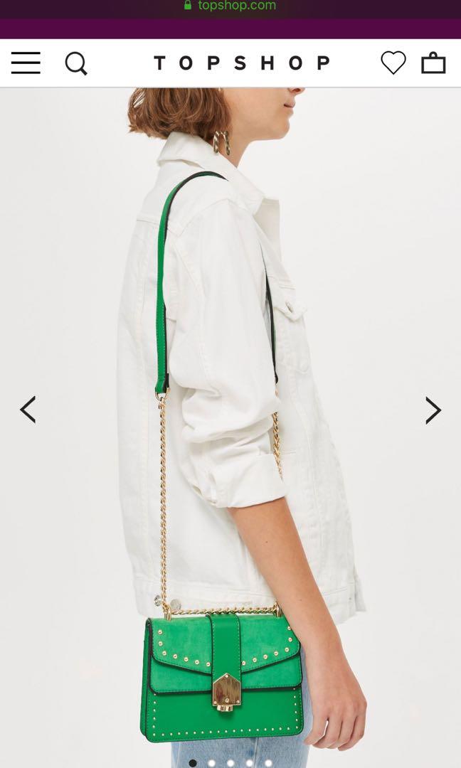 TOPSHOP green studded sling bag Women s Fashion Bags Wallets