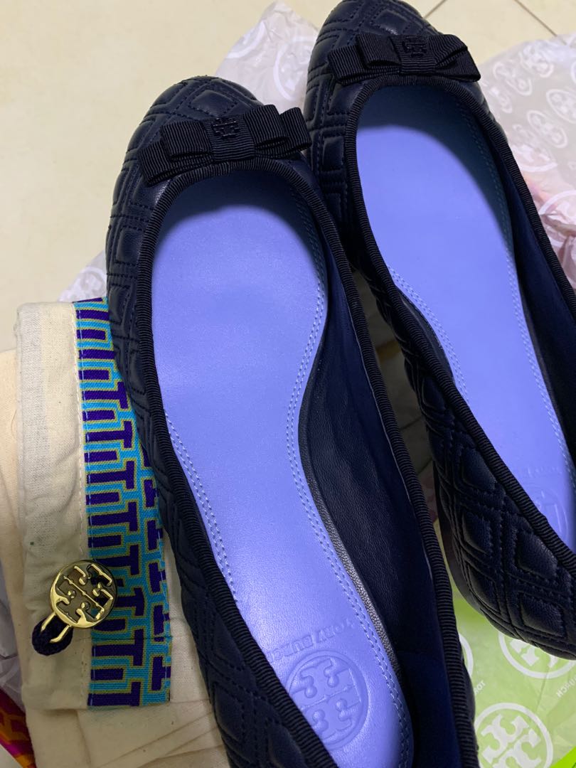 tory burch blue ballet flats