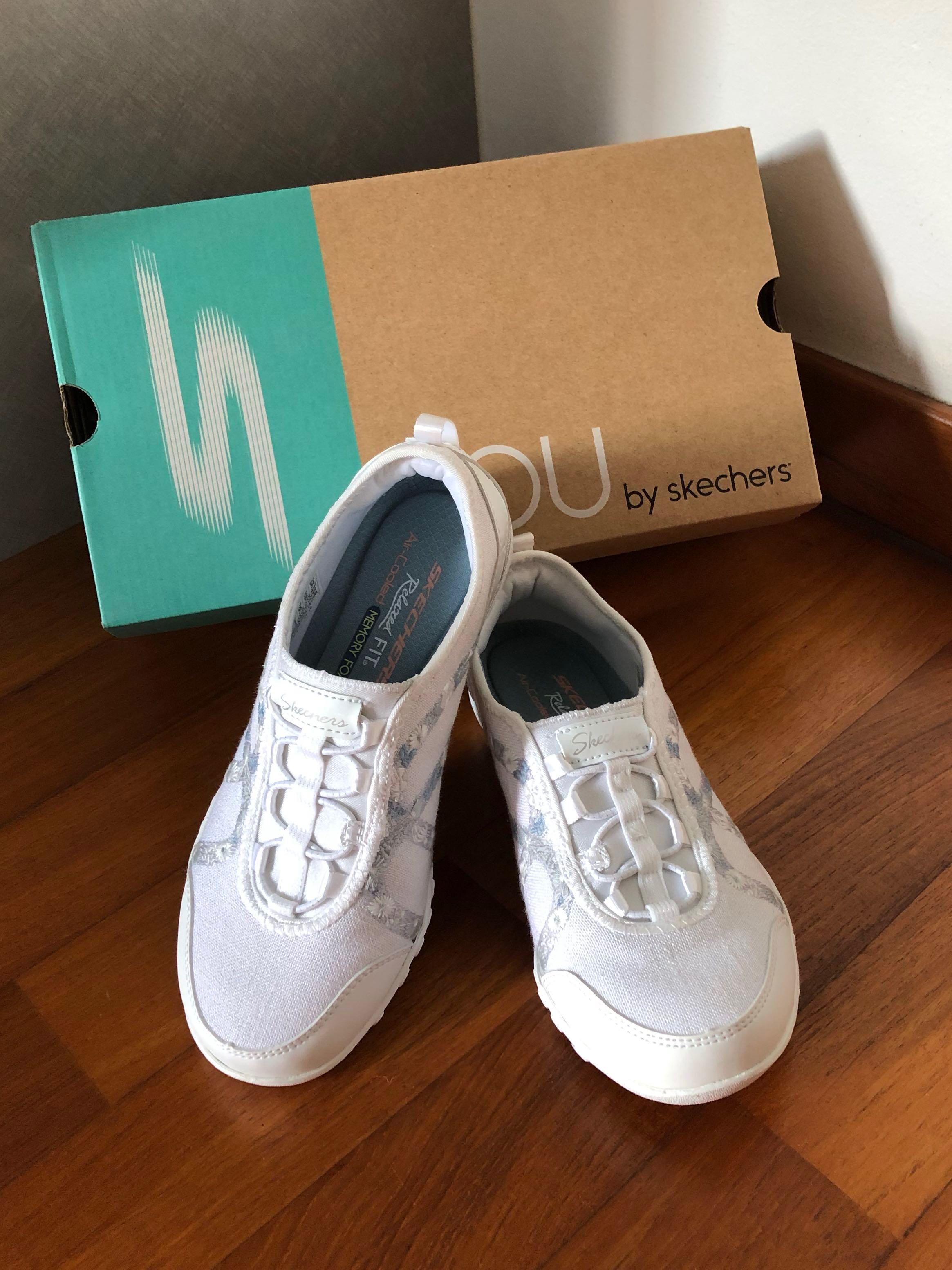 skechers white walking shoes