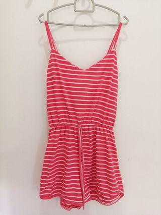Thailand cute pink stripes jumpsuits