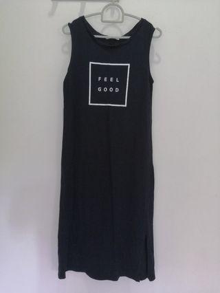 Long cotton dress (dark blue and dark green)