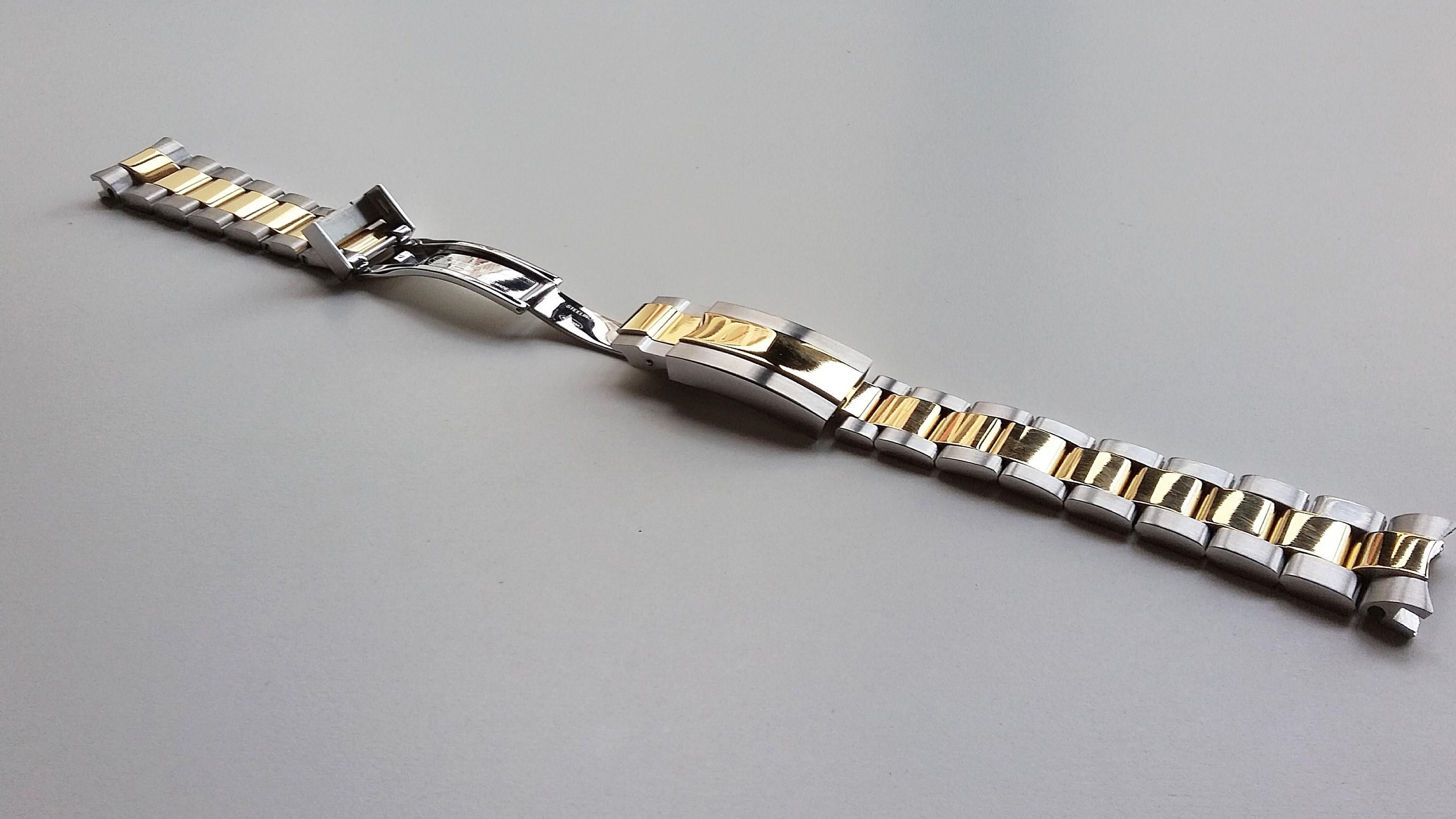 20mm LUG SIZE HALF GOLD PLATED AFTERMARKET STAINLESS STEEL BRACELET FOR ROLEX DAYTONA PRICE INCLUDE FITMENT