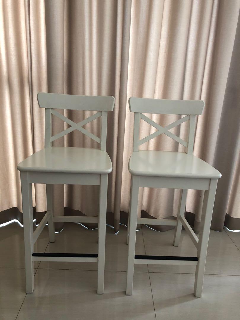 2 IKEA Ingolf chairs with chair pad Furniture Home Living Furniture Chairs on Carousell
