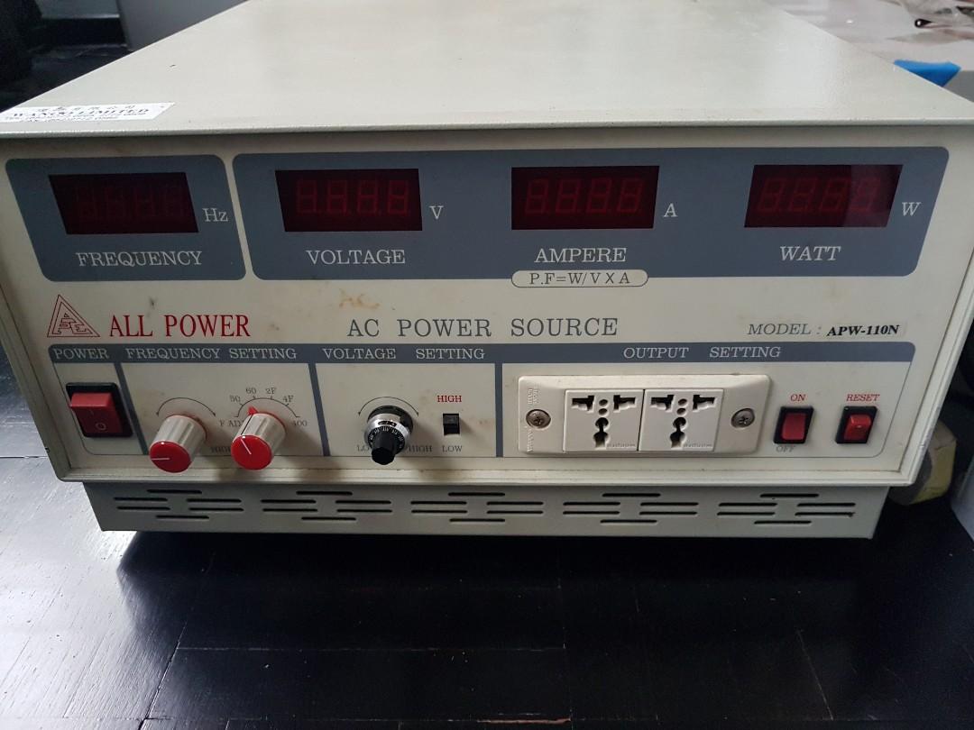 Ac Power Source Apw 110n Frequency Adjustable Electronics Others On Carousell