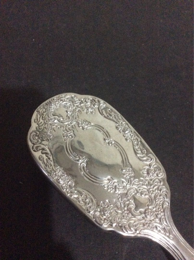 antique Silver-Plated Hair Brush Beautiful Design USA