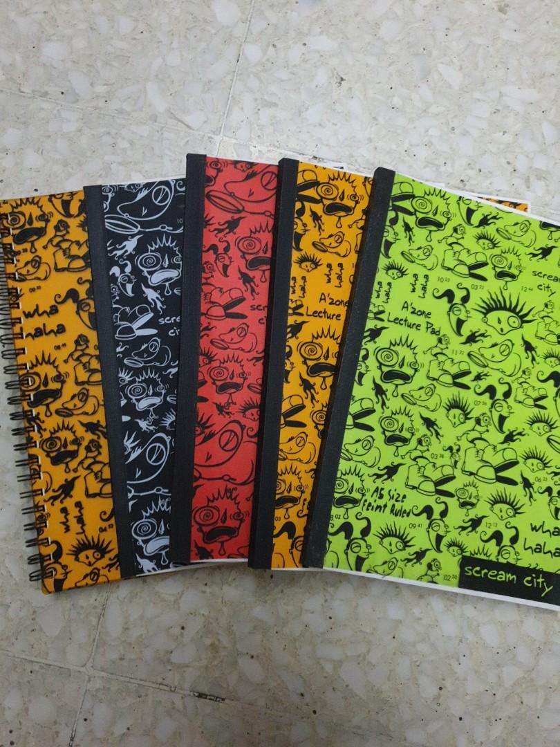 Assorted Notebooks (Category: Stationery & School Supplies) located in Singapore. Submitted by randomstuffxxxx (Listing ID 265524077, Image 3). Description: Assorted notebooks! condition varies as follows pic 1: SASSY doodle journal - alternate lined pages and doodling pages (ctb for pics inside) - slight yellowing on first page(pic 2) $8 (originally RM30) pic 3: AZONE notebooks -fully lined perfect condition ringed notebook: $3 (original $4.10) 