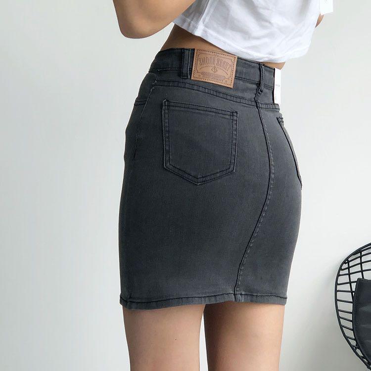Black bodycon denim skirt clearance