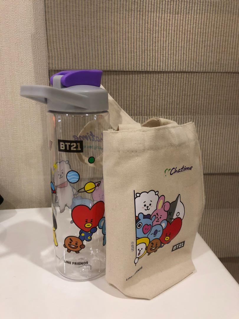 Bts Bt21 X Line Friends X Chatime 500ml Drink Bottle And Drink Holder Pouch K Wave On Carousell