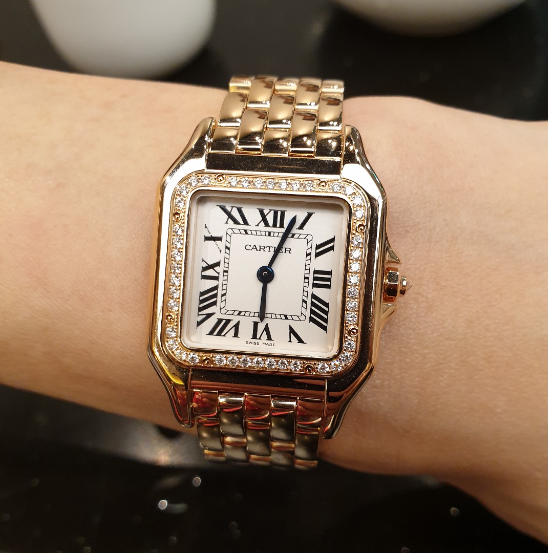 CRWJPN0009 - Panthère de Cartier watch - Medium model, quartz movement, rose  gold, diamonds - Cartier