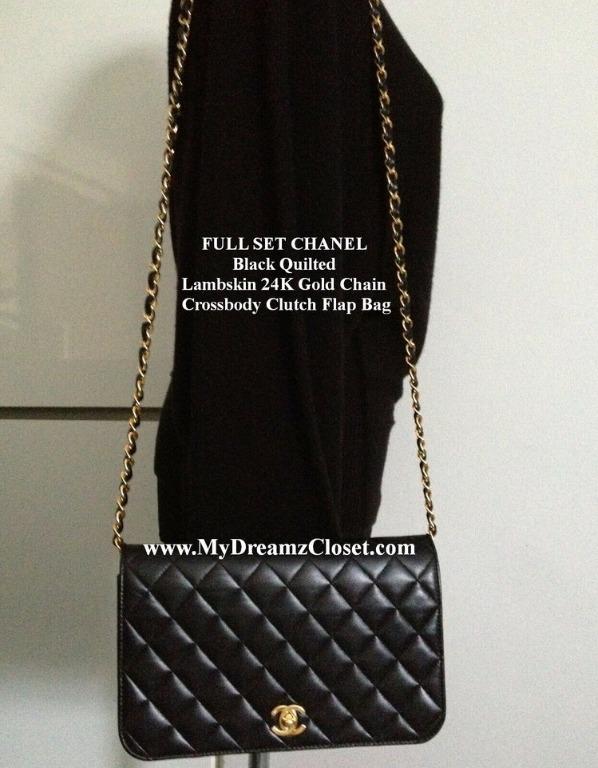 Chanel black clearance crossbody gold chain