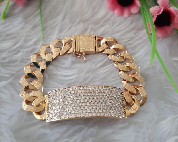 Gelang tangan model sisik naga polos/plat emas UBS