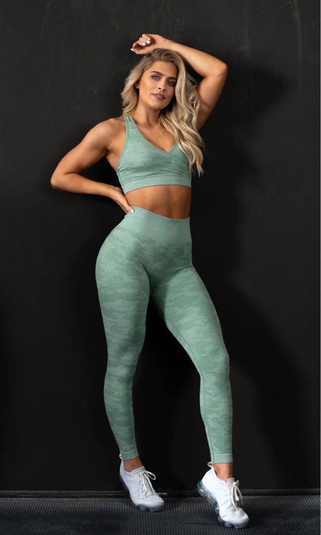 Gymshark camo seamless sage set  Trendy workout outfits, Trendy workout,  Workout attire